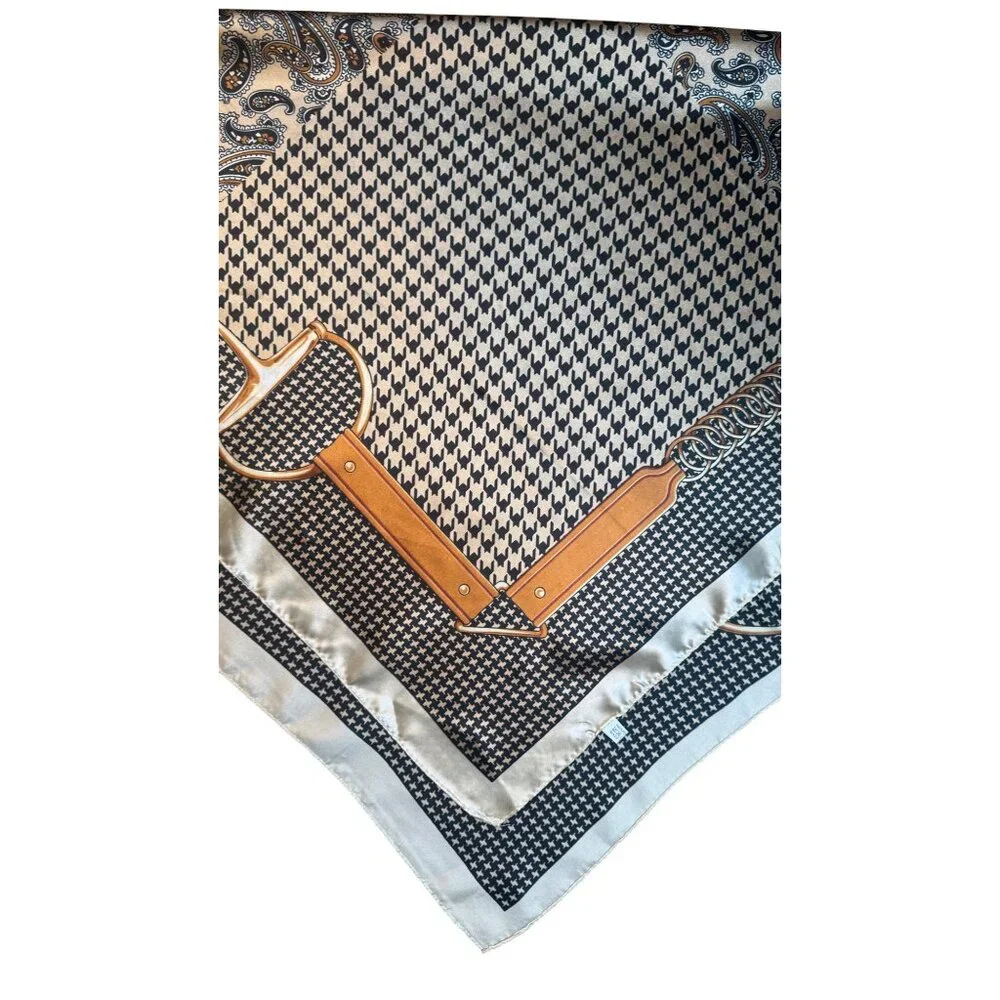 2/$30 Elegant Beautiful Color Block Satin Silk Scarf Herringbone